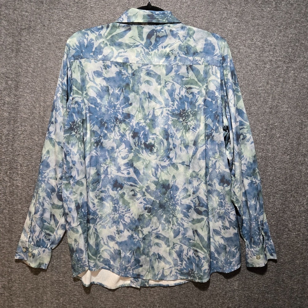 Orvis 100% Silk Long Sleeved Ladies Blouse Shirt  XL Flowers Floral Artsy - Picture 7 of 9